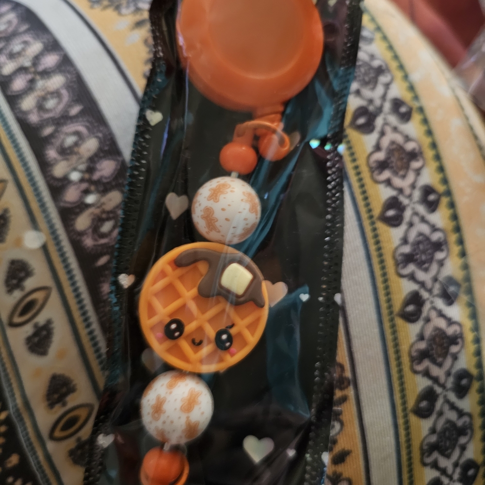 Cute Waffle Keychain with Beads